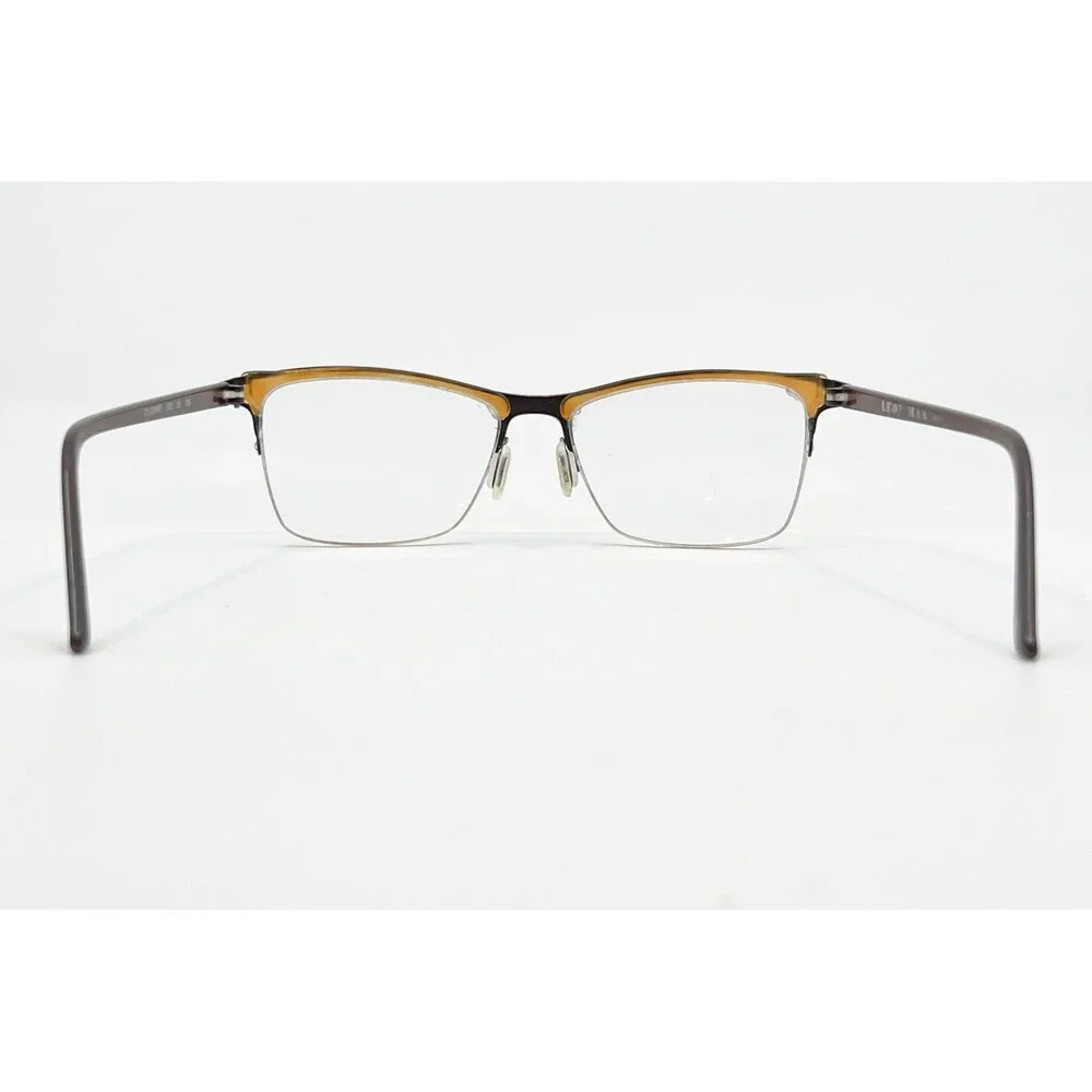 Leon Max Eyeglasses Frames Womens Brown Amber Half Rim Cat Eye 033 135 54mm